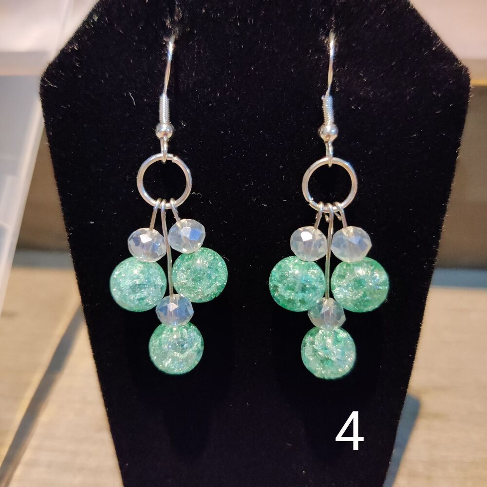 Sterling Silver Green Cracked Crystal